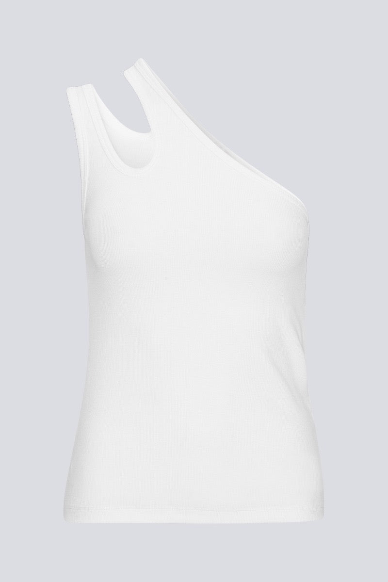 WHITE JERSEY ONE-SHOULDER TOP