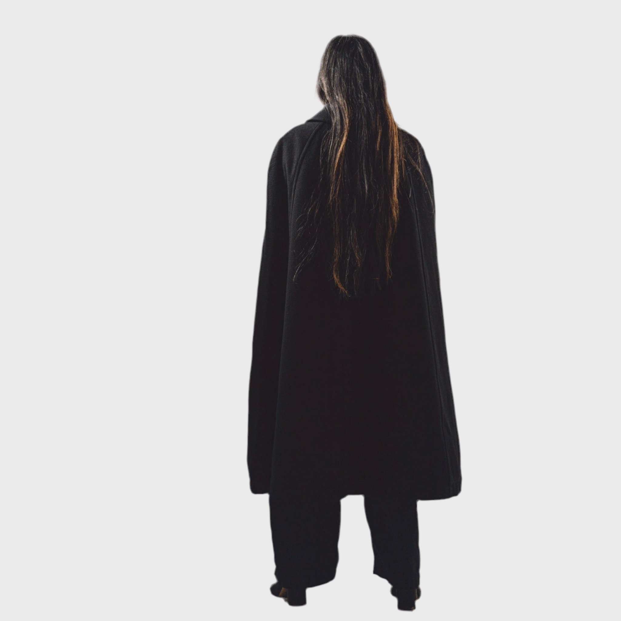 WOOL CAPE COAT BLACK