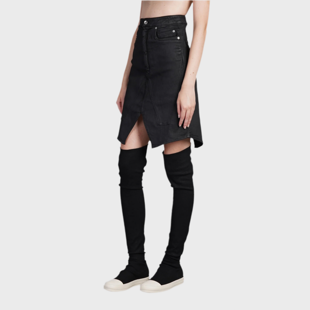 SLIVERED SKIRT BLACK WAX