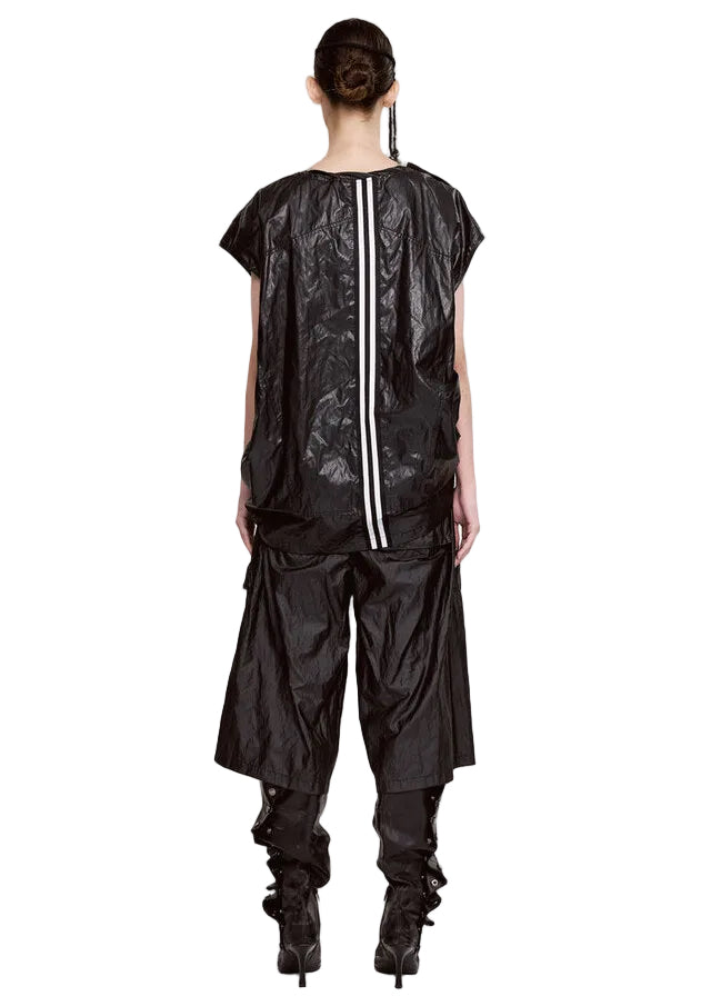 PLEATED POCKET MID PANTS LEATHER