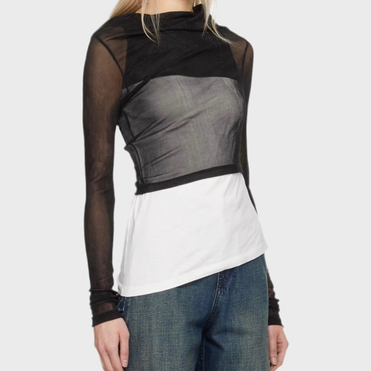 CONTRAST MESH TOP