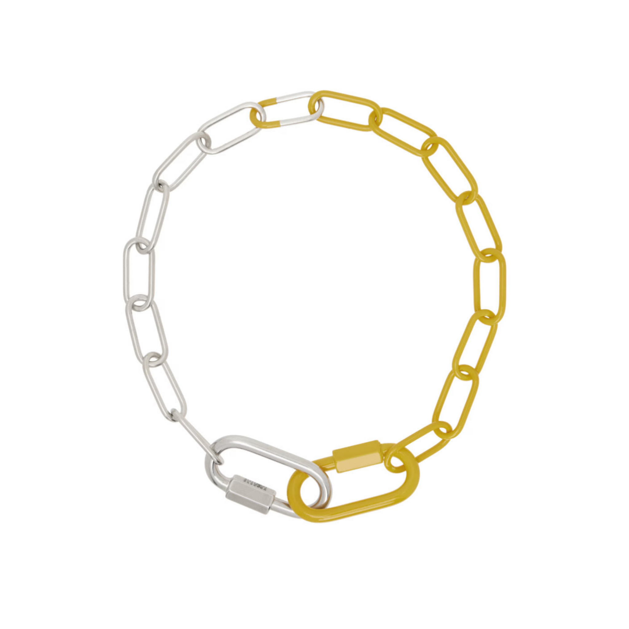 SILVER YELLOW CARABINER MECKLACE