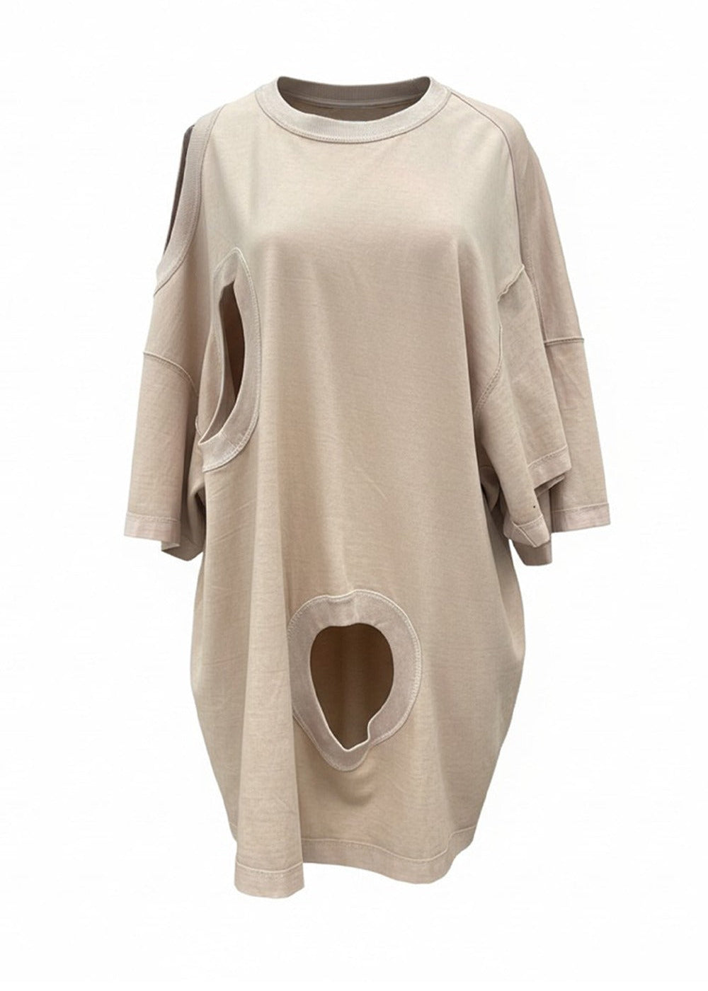 PLUS SLEEVE MULTI HOLES T-SHIRT