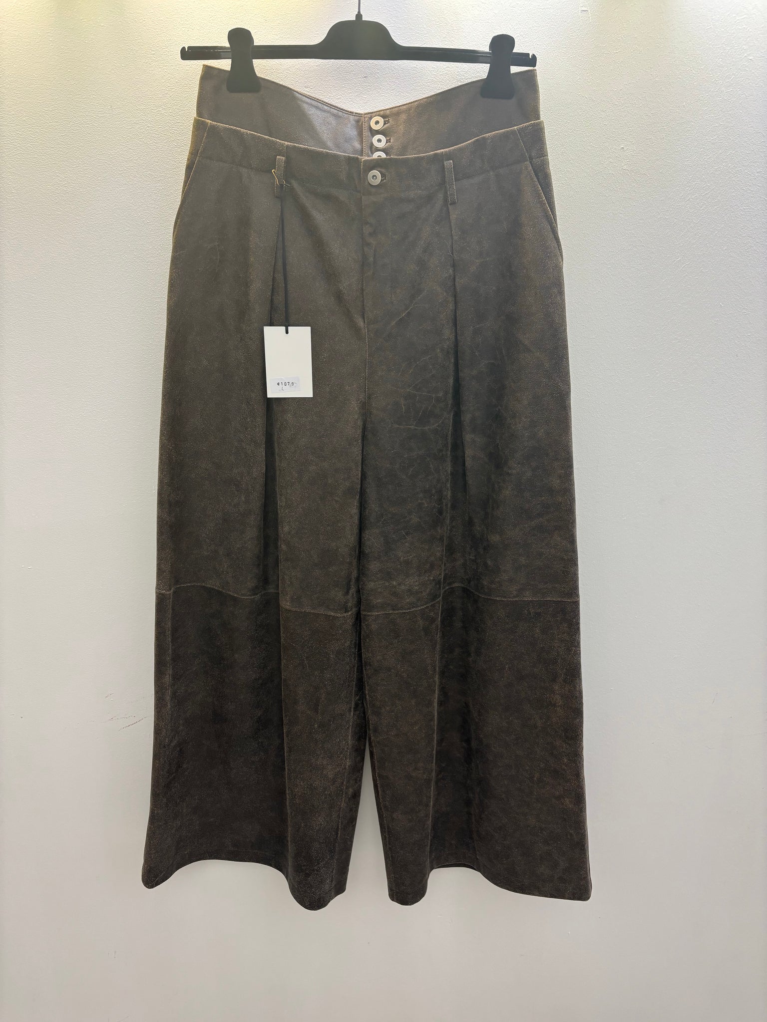 BROWN SEAN SUEN LONG LEATHER PANTS