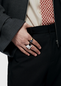 SILVER DOUBLE LAYER GEOMETRIC RING