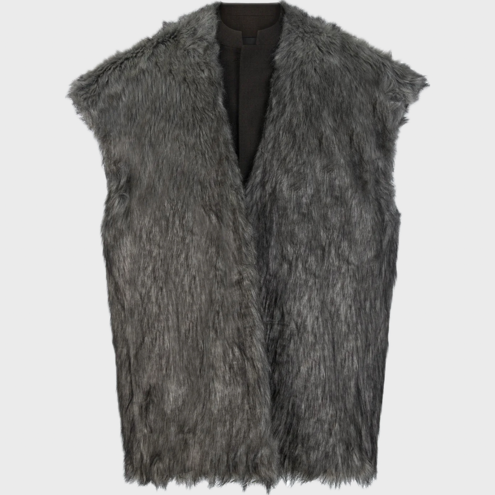 BROWN REVERSIBLE FAUX-FUR VEST