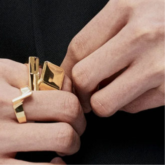 GOLD DOUBLE LAYER GEOMETRIC RING