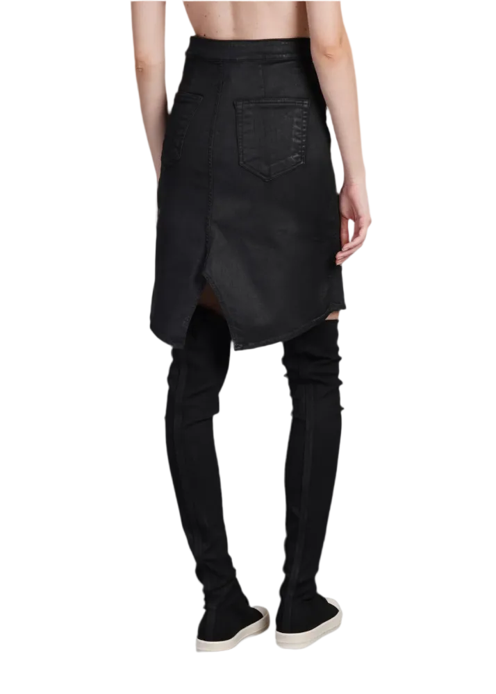 SLIVERED SKIRT BLACK WAX