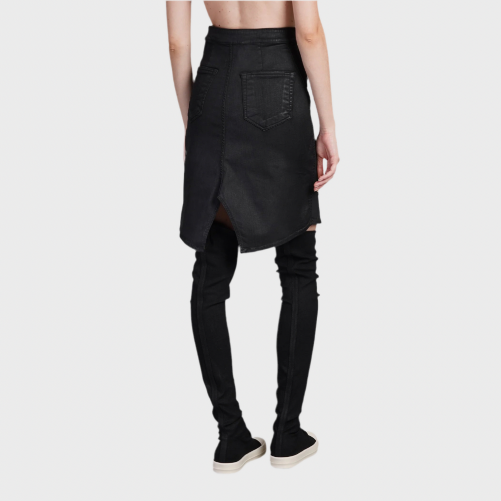 SLIVERED SKIRT BLACK WAX