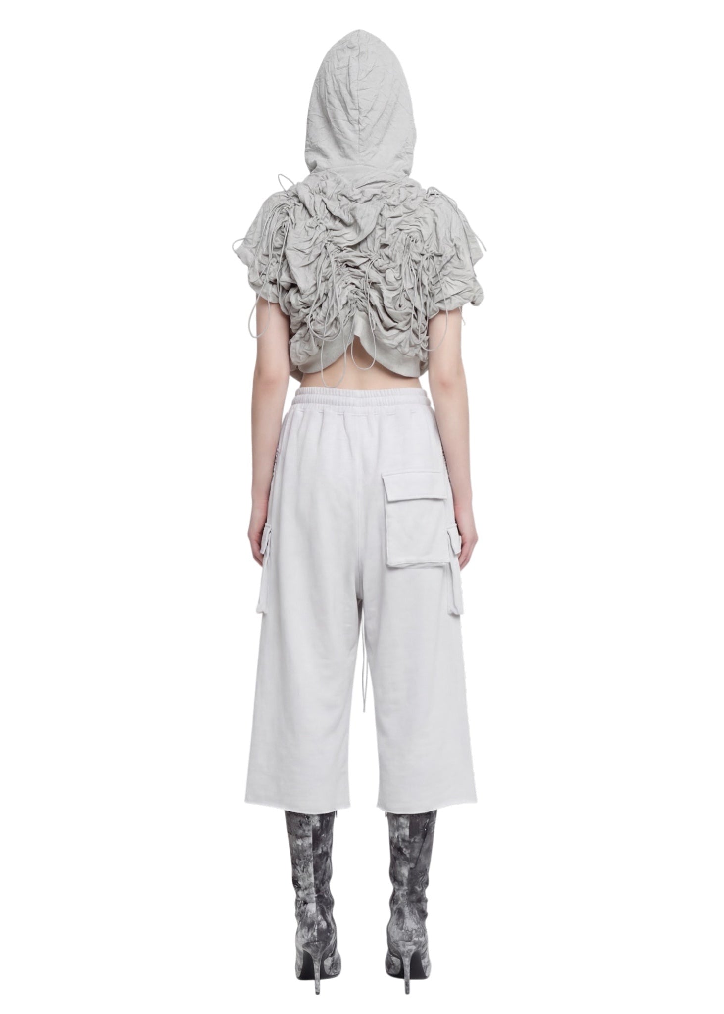 ASP LOGO BEEDS PLEATS POCKET WIDE PANTS