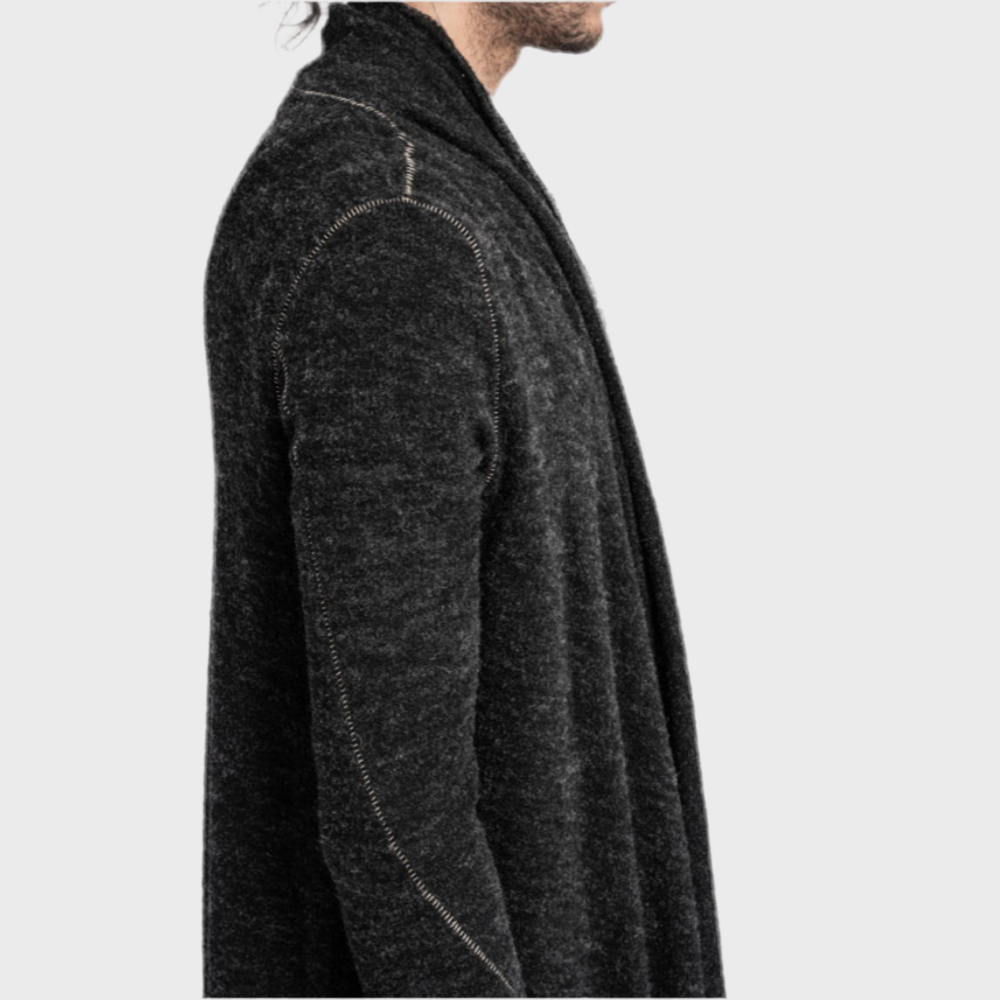 LONG WOOL BLEND CARDIGAN BLACK