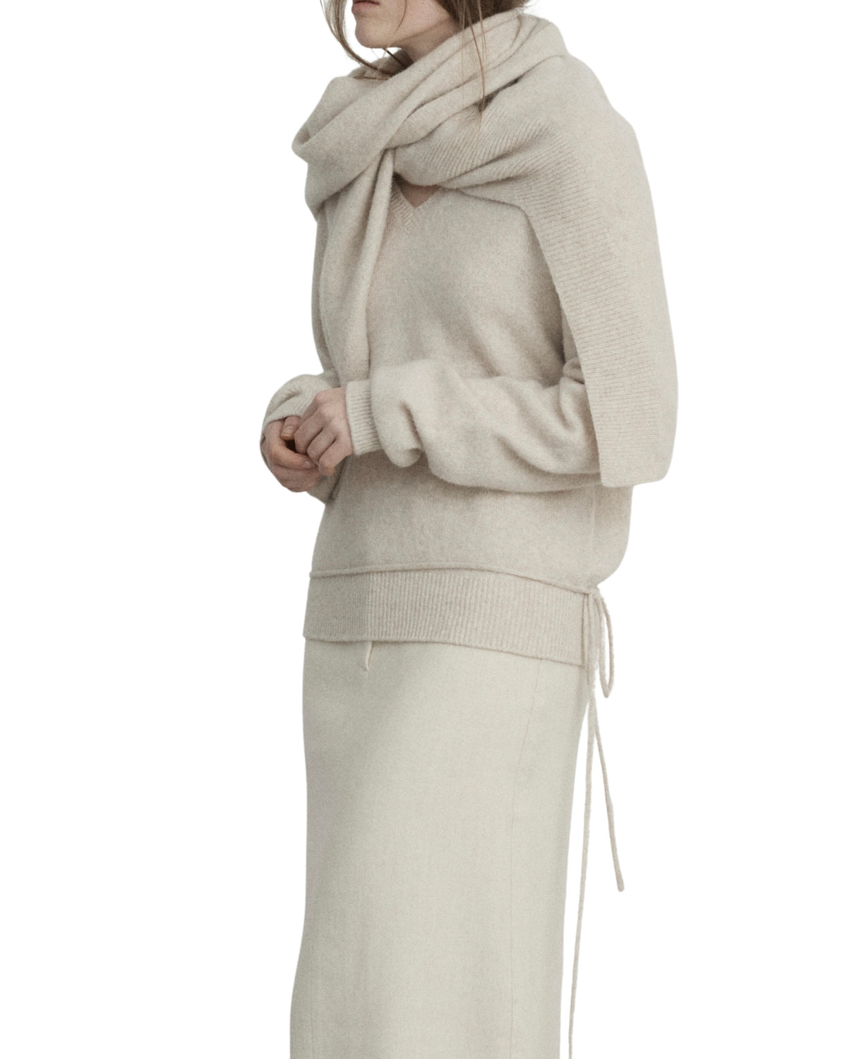 LE17SEPTEMBRE soft alpaca blend tie v-neck knit top