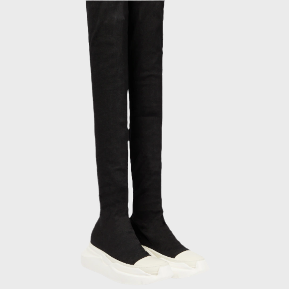 ABSTRACT STOCKING DENIM BOOTS