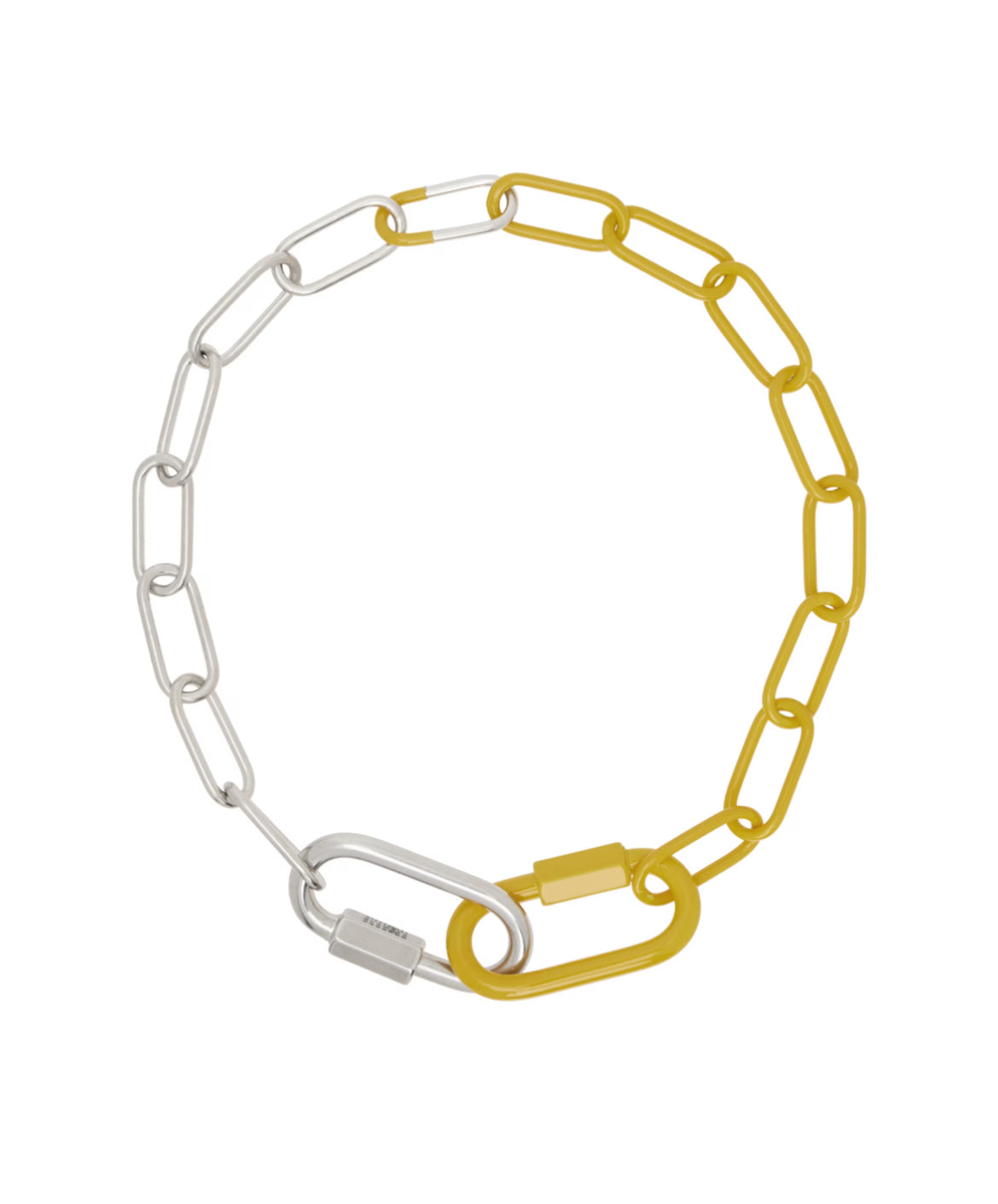 SILVER YELLOW CARABINER MECKLACE