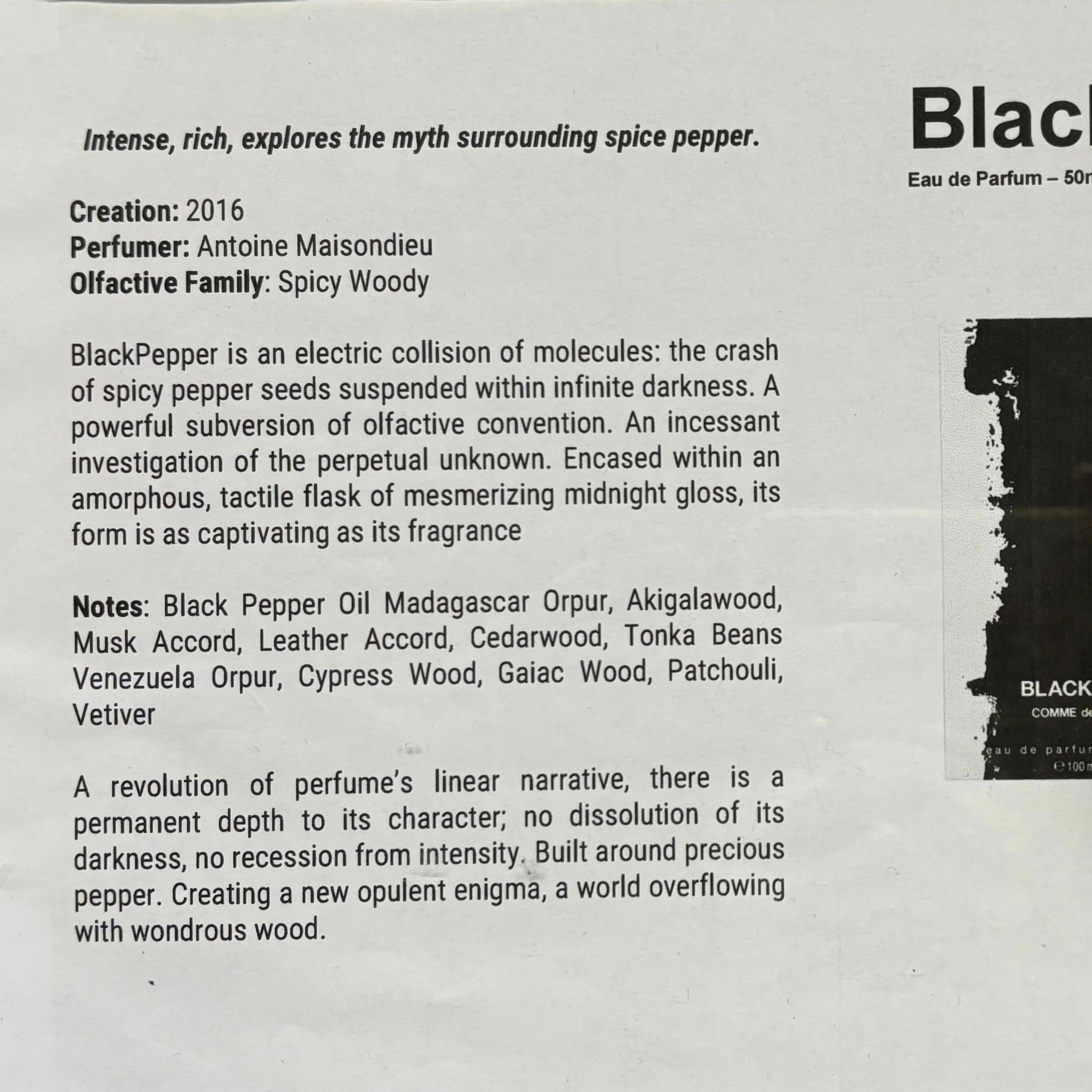 CDG BLACKPEPPER parfum