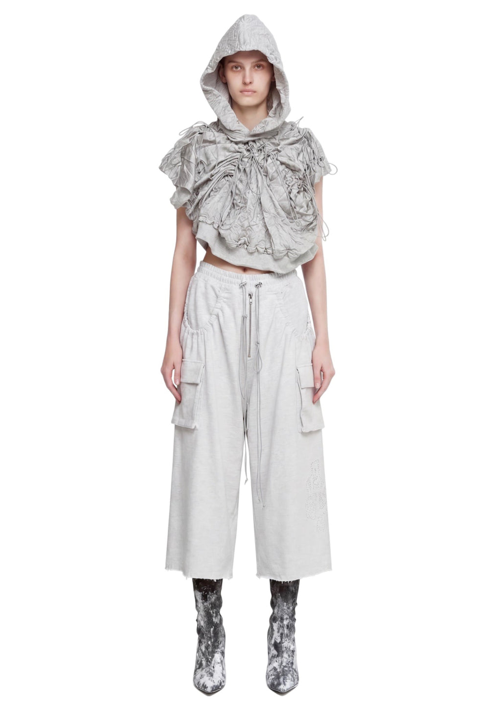 ASP LOGO BEEDS PLEATS POCKET WIDE PANTS