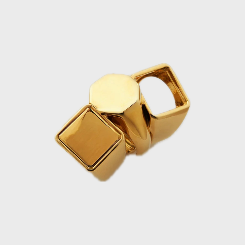 GOLD TRIPLE LAYER GEOMETRIC EAR CUFF