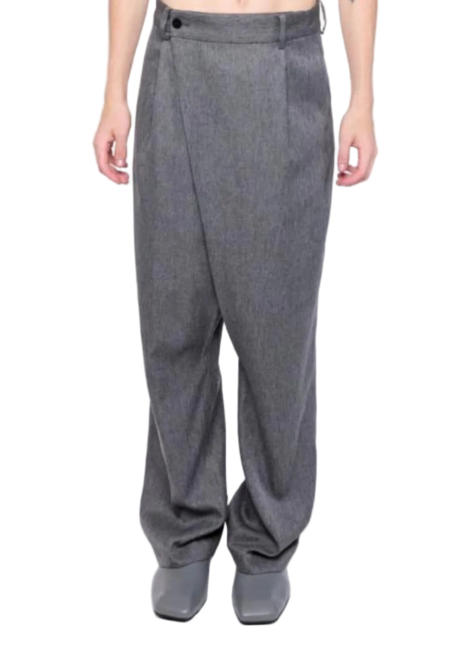 MARL GREY SLANT PLACKET TROUSERS