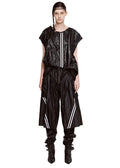 PLEATED POCKET MID PANTS LEATHER