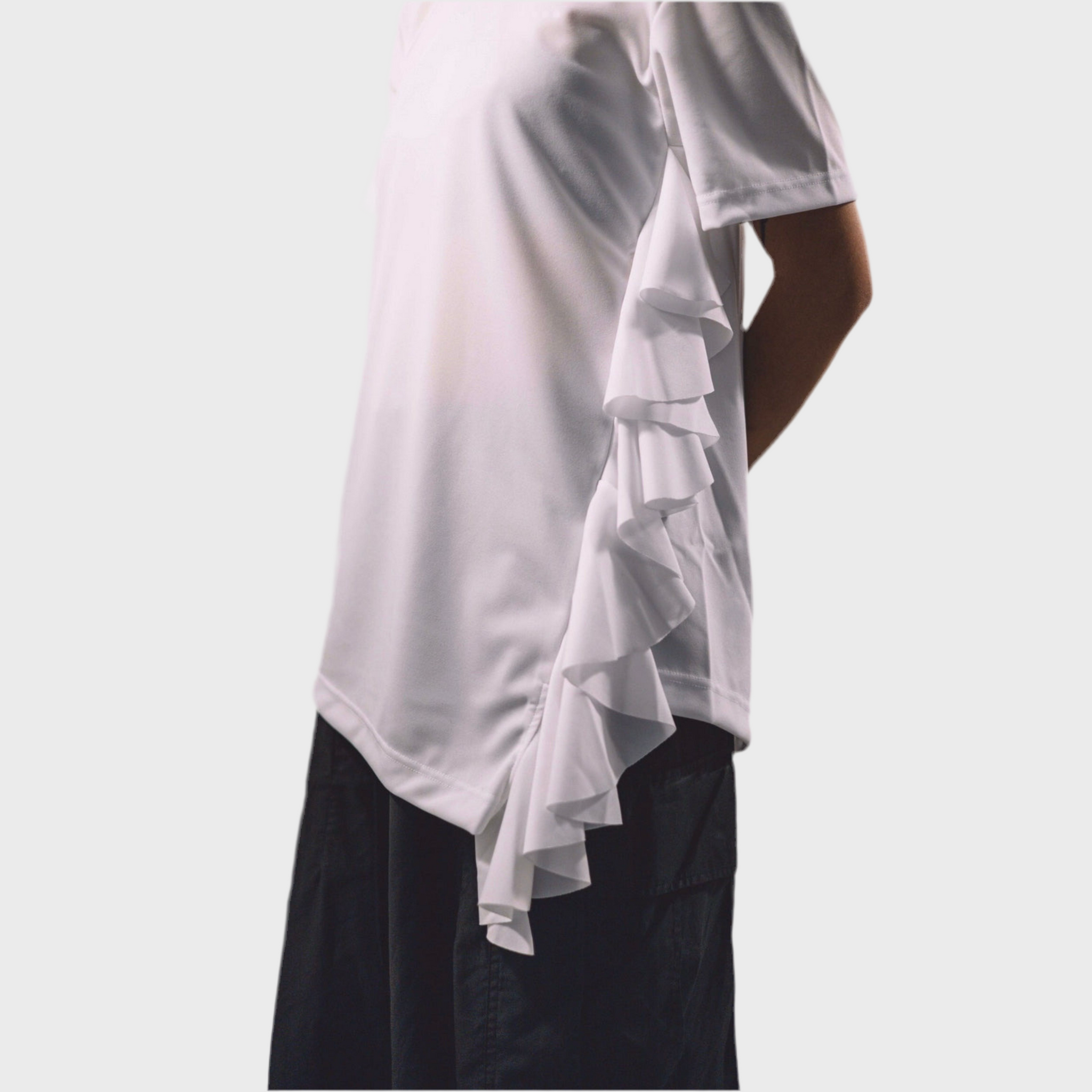 SHORT SLEEVE T SHIRT WITH FRILLS