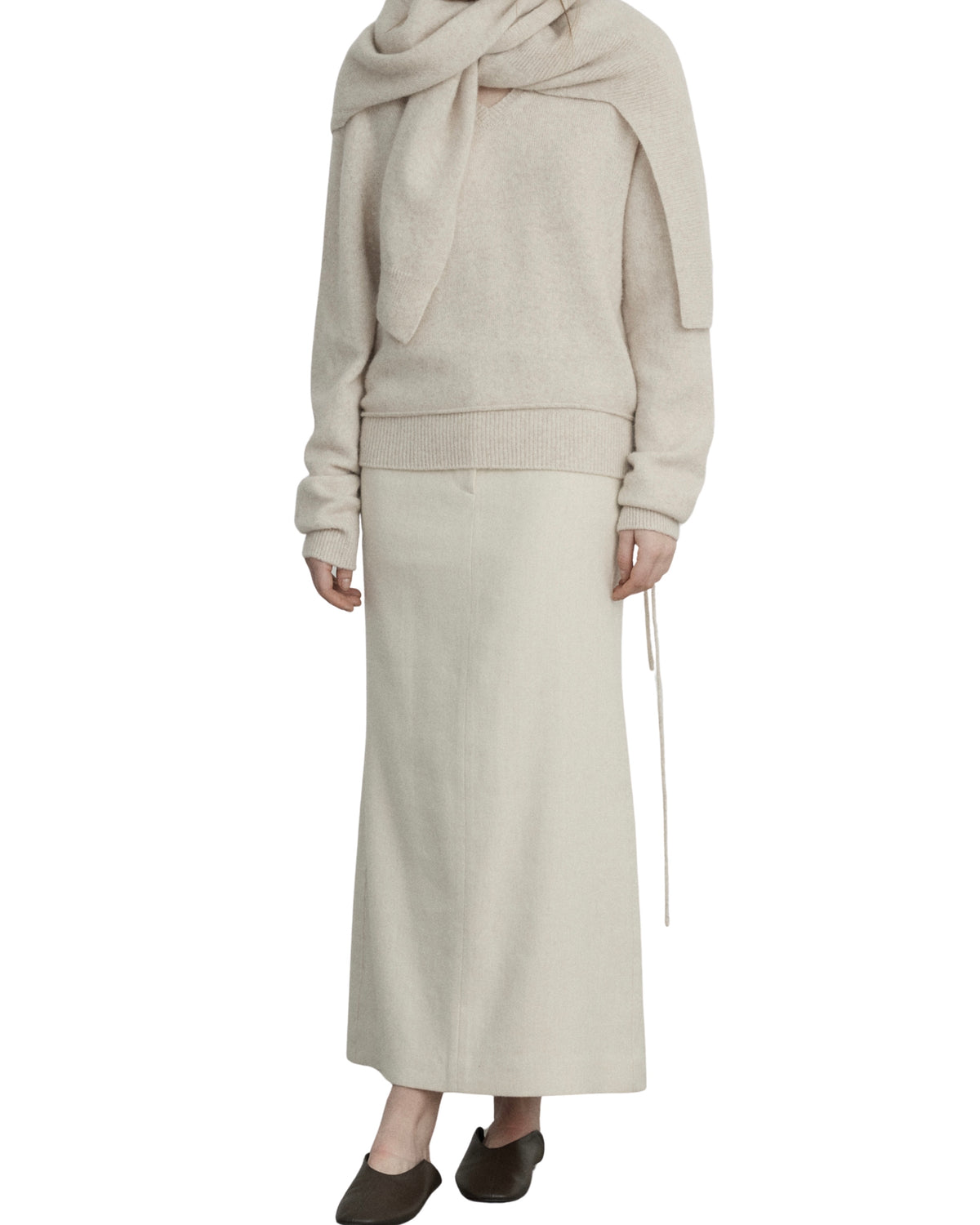 LE17SEPTEMBRE soft alpaca blend tie v-neck knit top