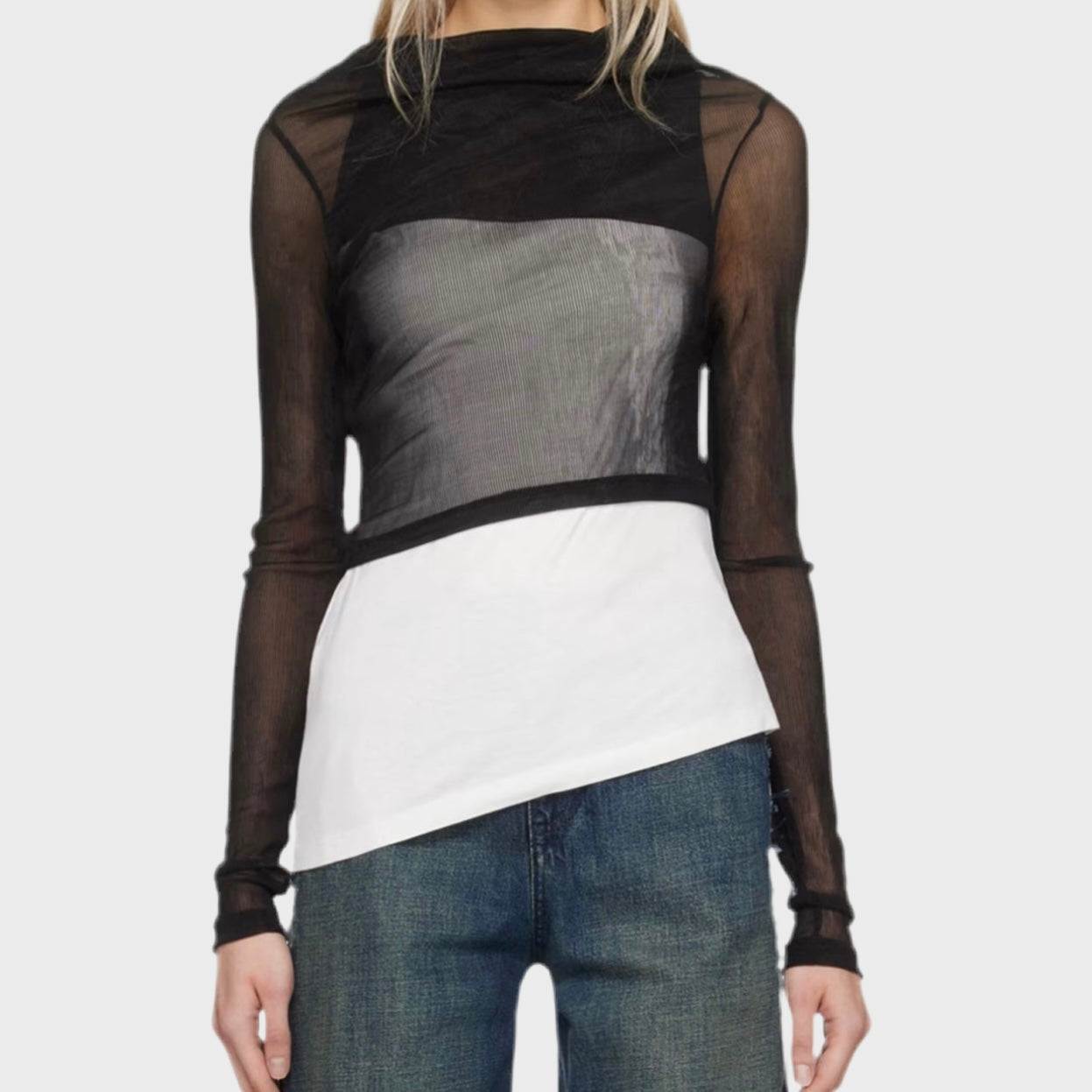 CONTRAST MESH TOP