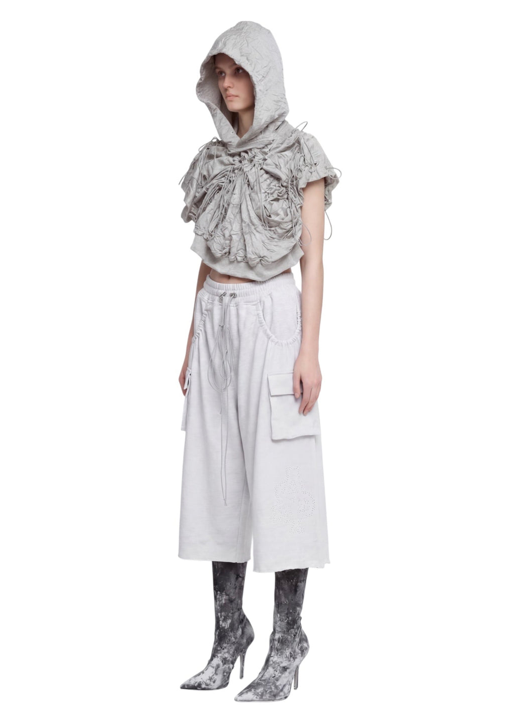 ASP LOGO BEEDS PLEATS POCKET WIDE PANTS