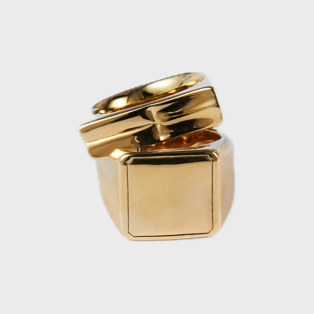 GOLD DOUBLE LAYER GEOMETRIC RING