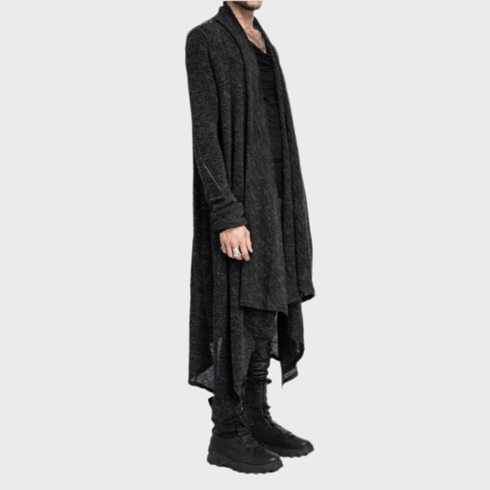 LONG WOOL BLEND CARDIGAN BLACK