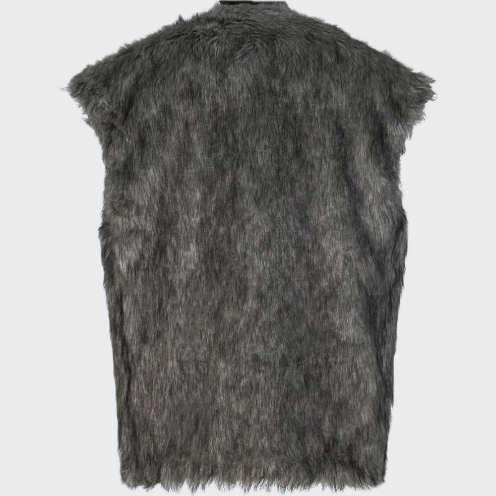 BROWN REVERSIBLE FAUX-FUR VEST