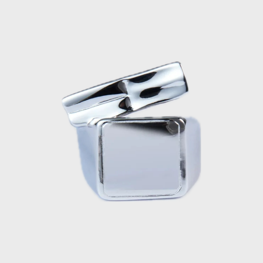 SILVER DOUBLE LAYER GEOMETRIC RING