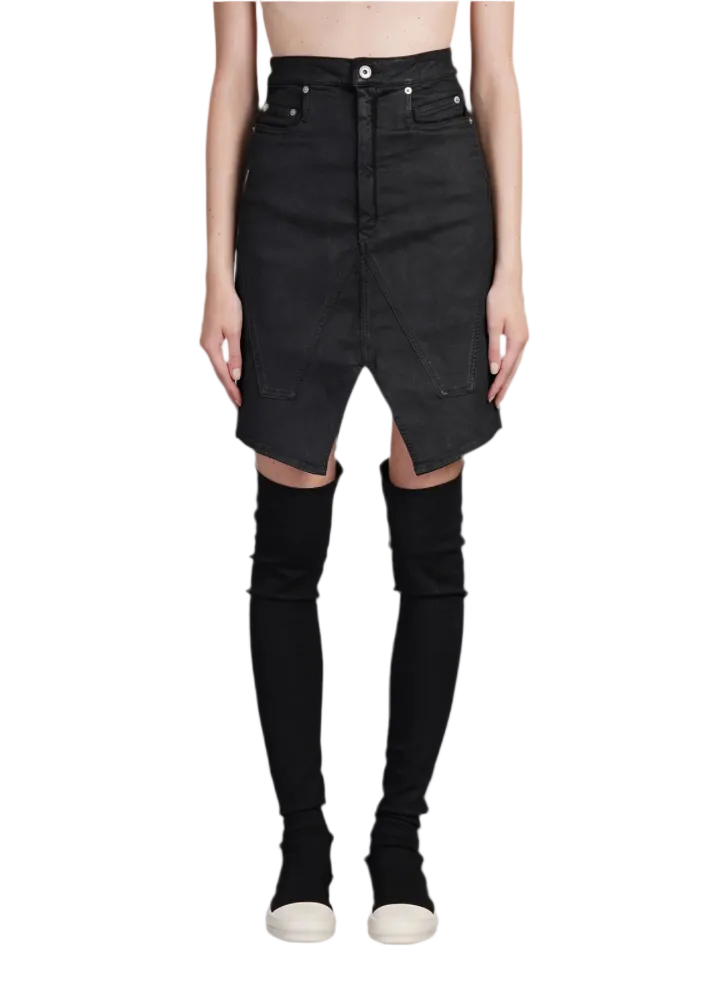 SLIVERED SKIRT BLACK WAX