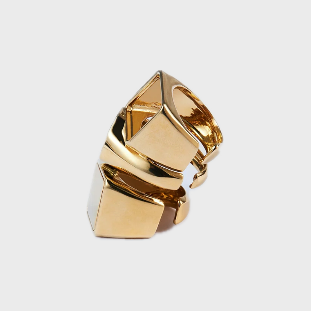 GOLD TRIPLE LAYER GEOMETRIC EAR CUFF