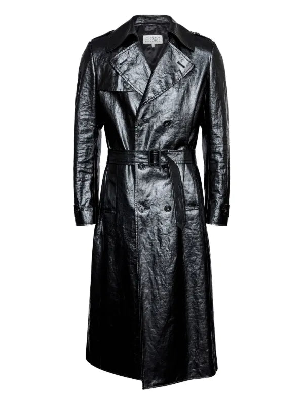 MM6 patent leather trench coat