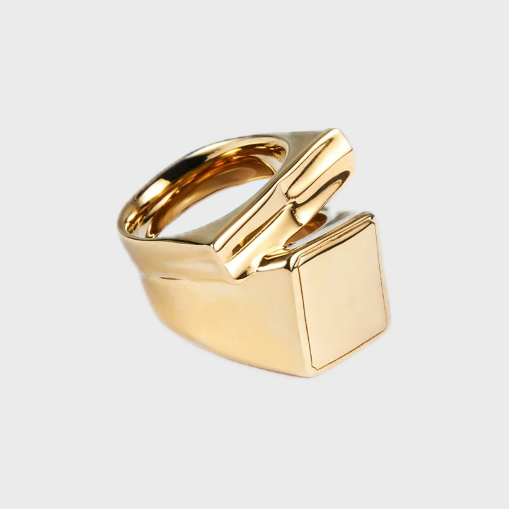 GOLD DOUBLE LAYER GEOMETRIC RING