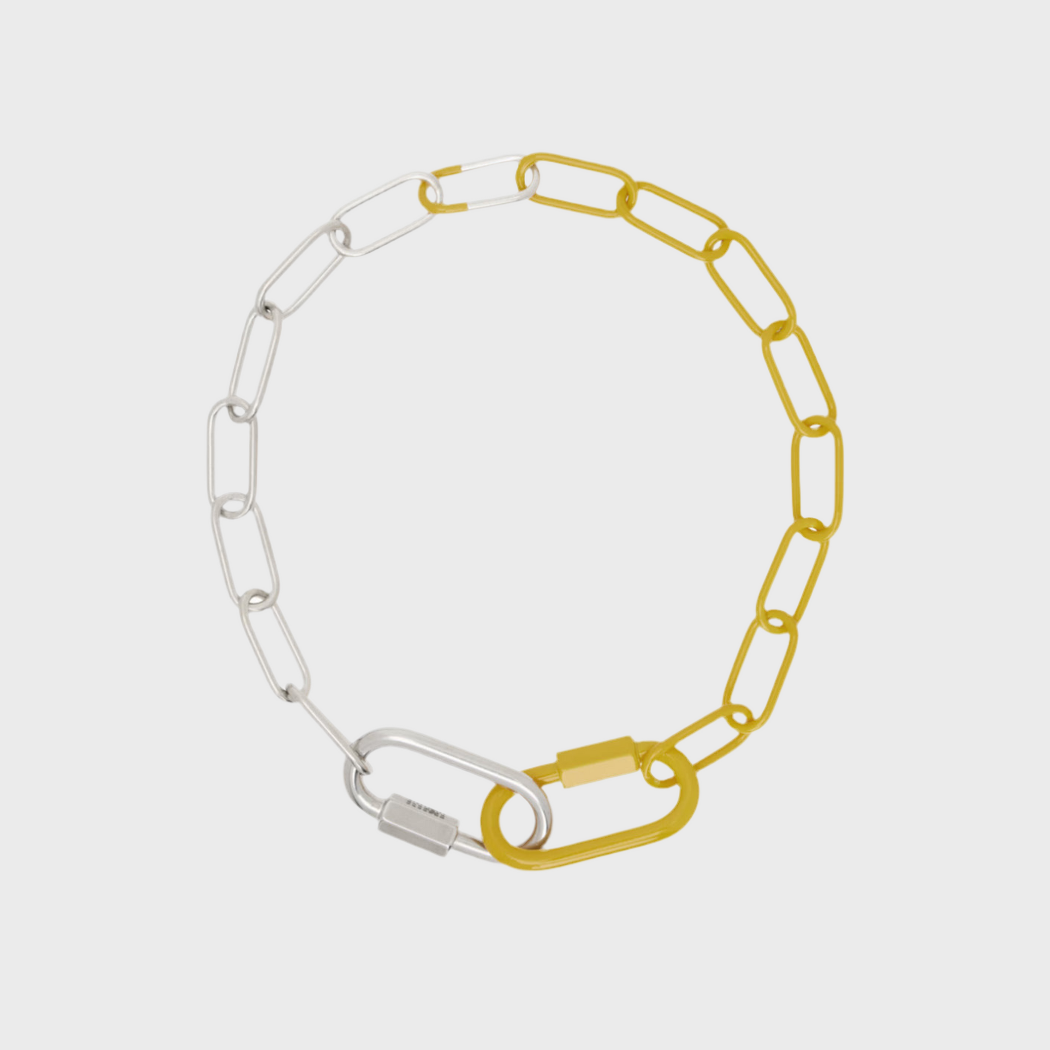 SILVER YELLOW CARABINER MECKLACE