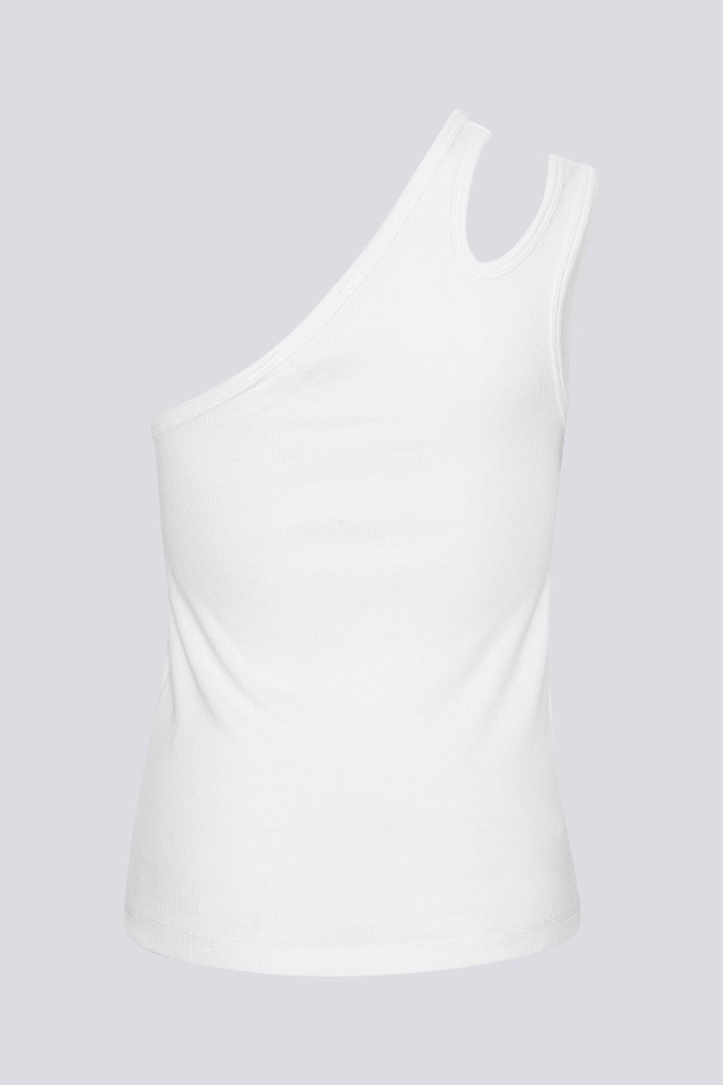 WHITE JERSEY ONE-SHOULDER TOP