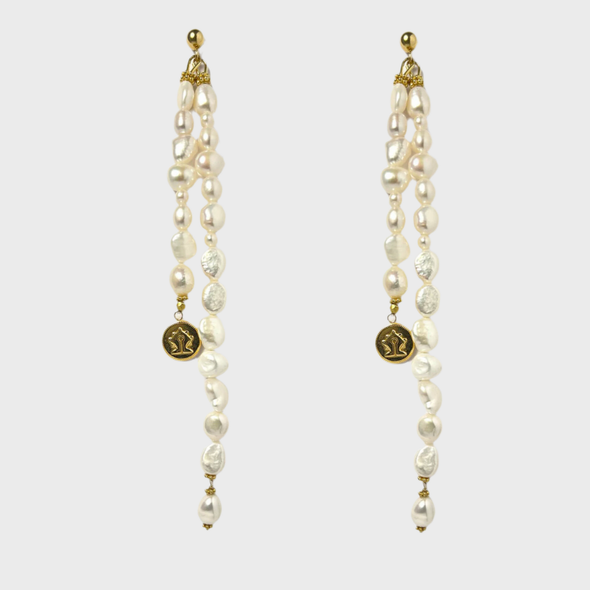 DOUBLE PEARL MAMULI DROP EARRINGS