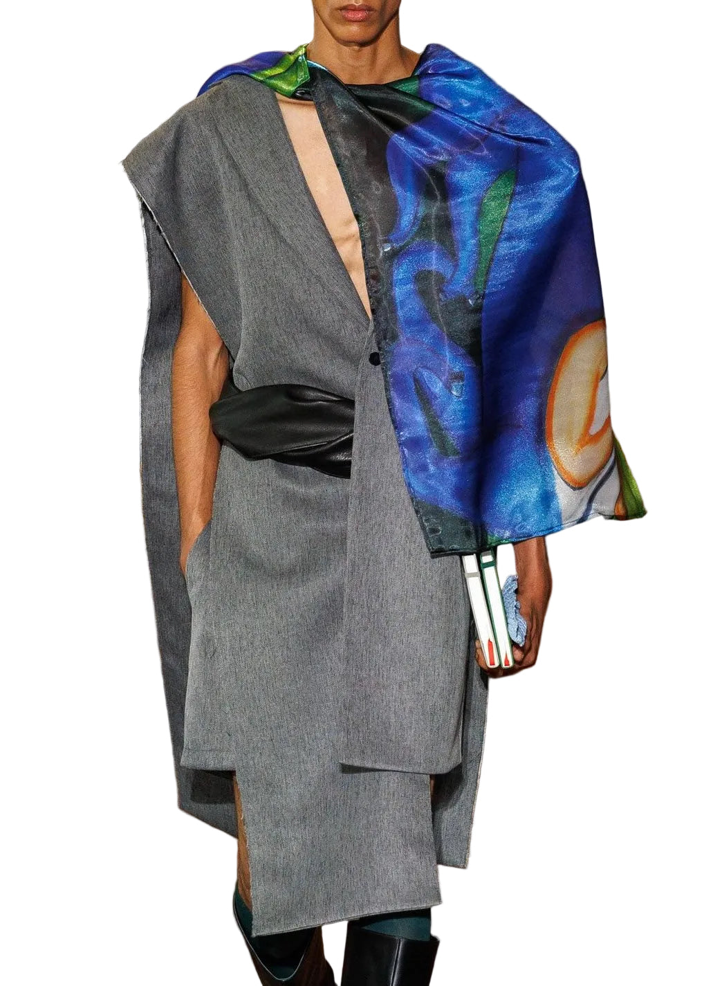 MARL GREY SUIT COLLAR SHAWL
