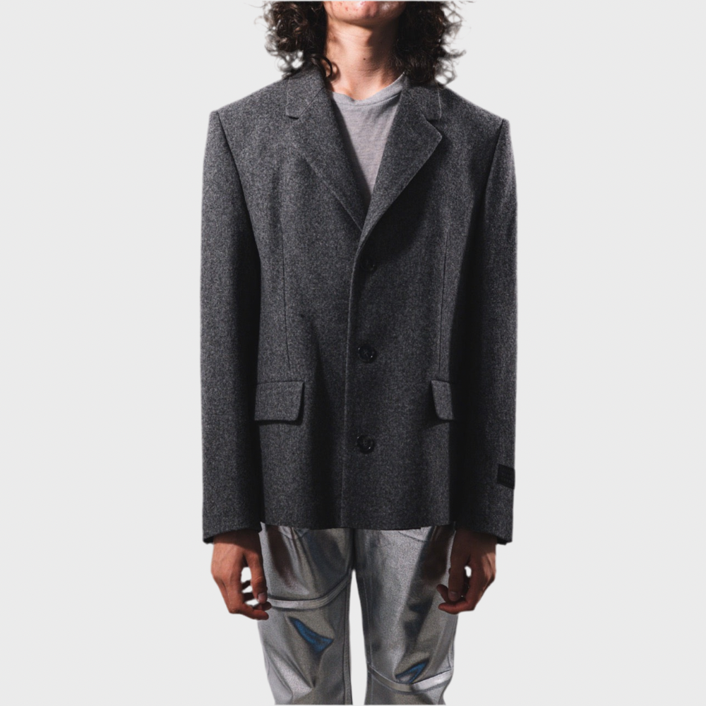 SINGLE-BREASTED GREY FELT JACKET