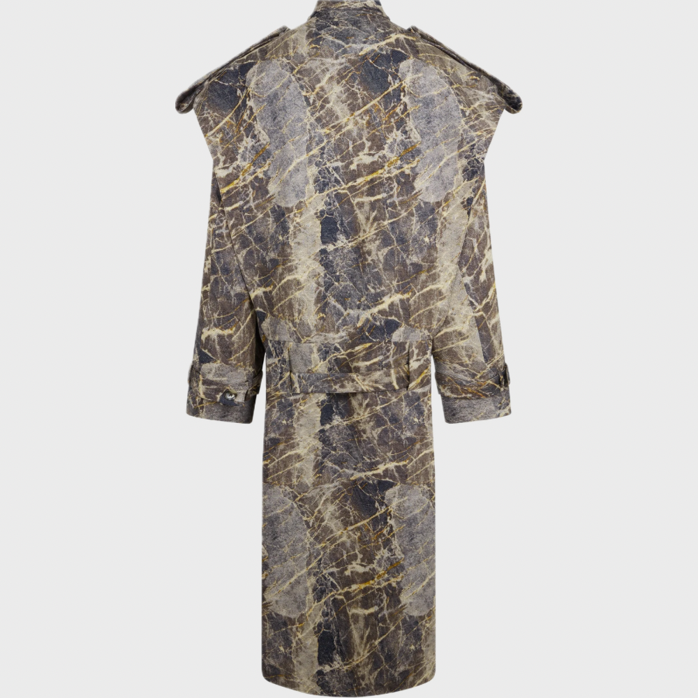 MARBLED JACQUARD LONG COAT