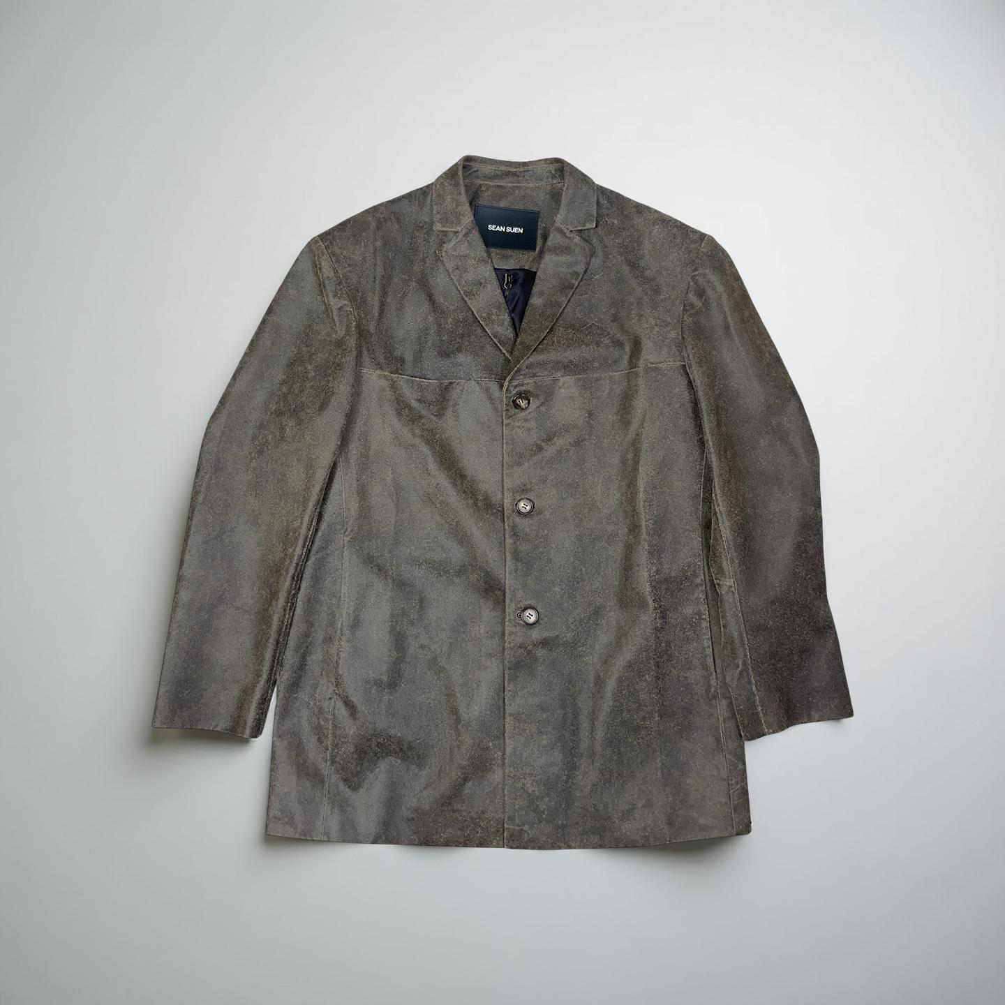 BROWN SPLIT LEATHER BLAZER