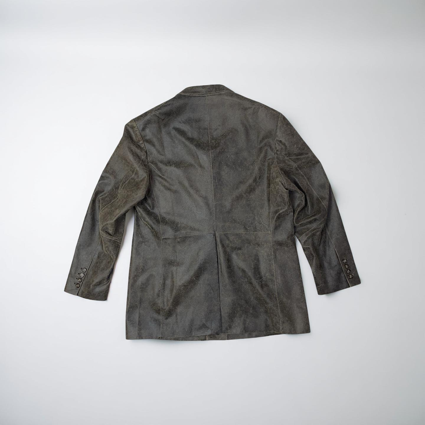 BROWN SPLIT LEATHER BLAZER