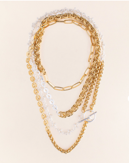 LAYERED NECKLACE WITH T-CLASP