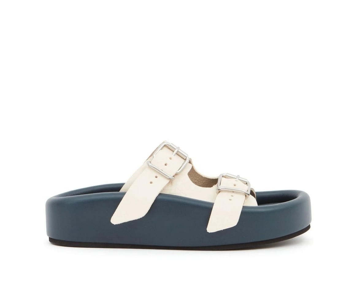 MM6 PADDED LEATHER BUCKLE SANDALS