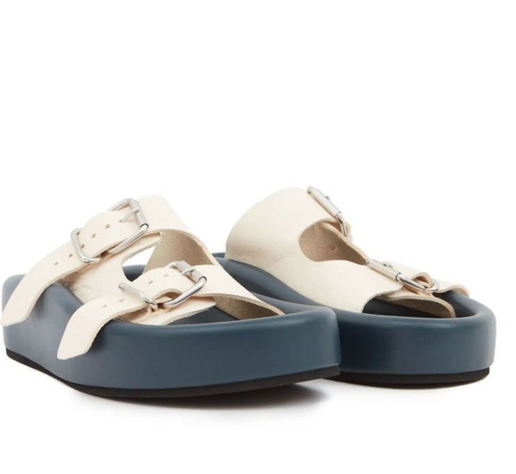 MM6 PADDED LEATHER BUCKLE SANDALS
