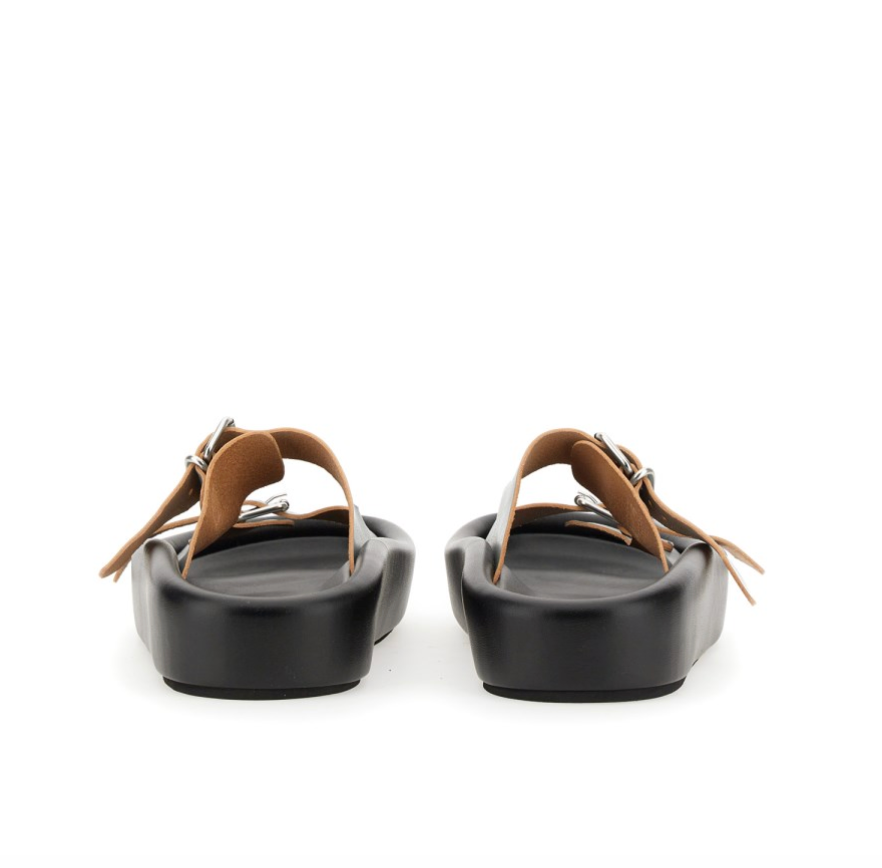 MM6 PADDED LEATHER BUCKLE SANDALS