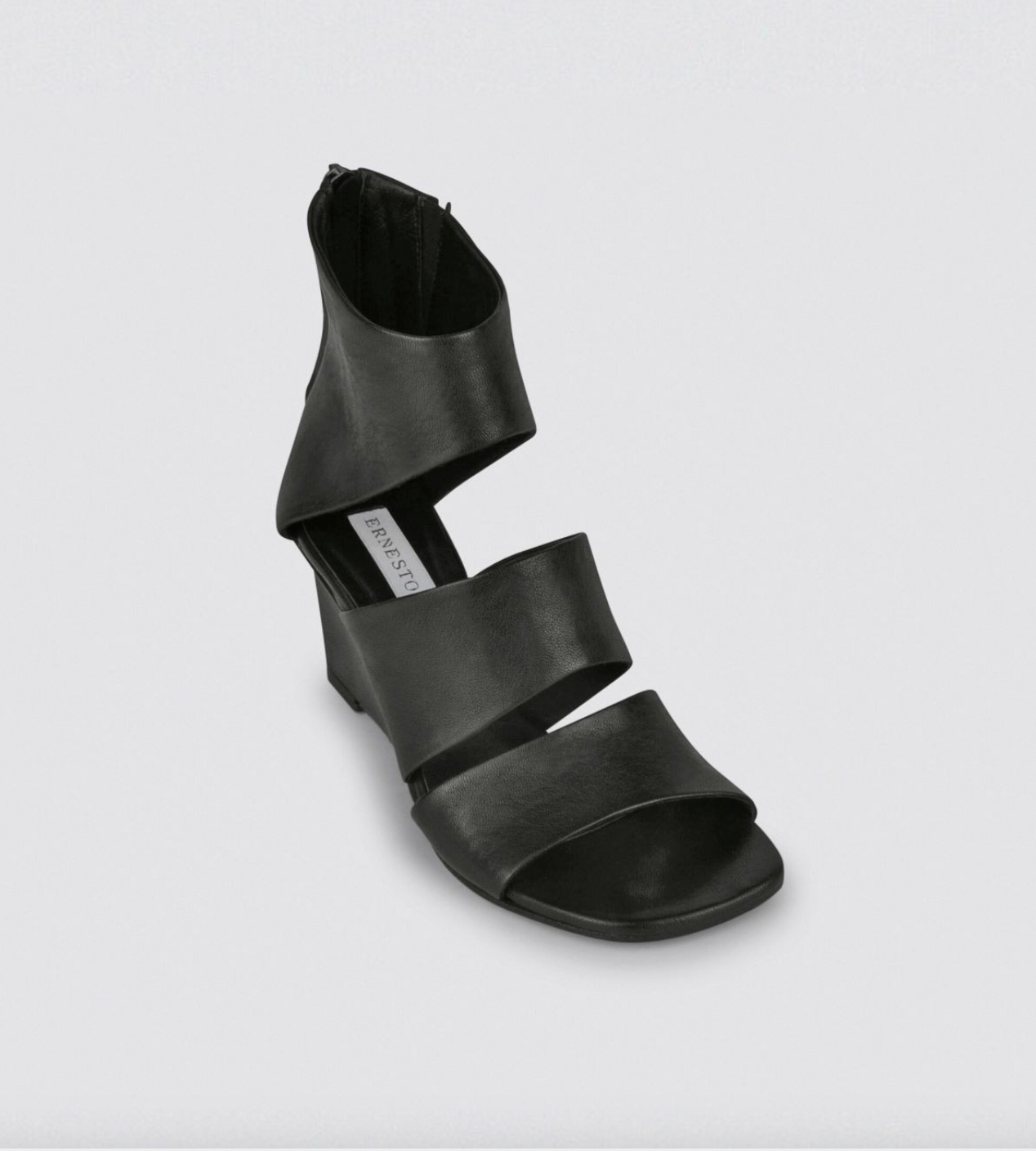 ERNESTO DOLANI BLACK LEATHER MULE WITH SIDE BUCKLE