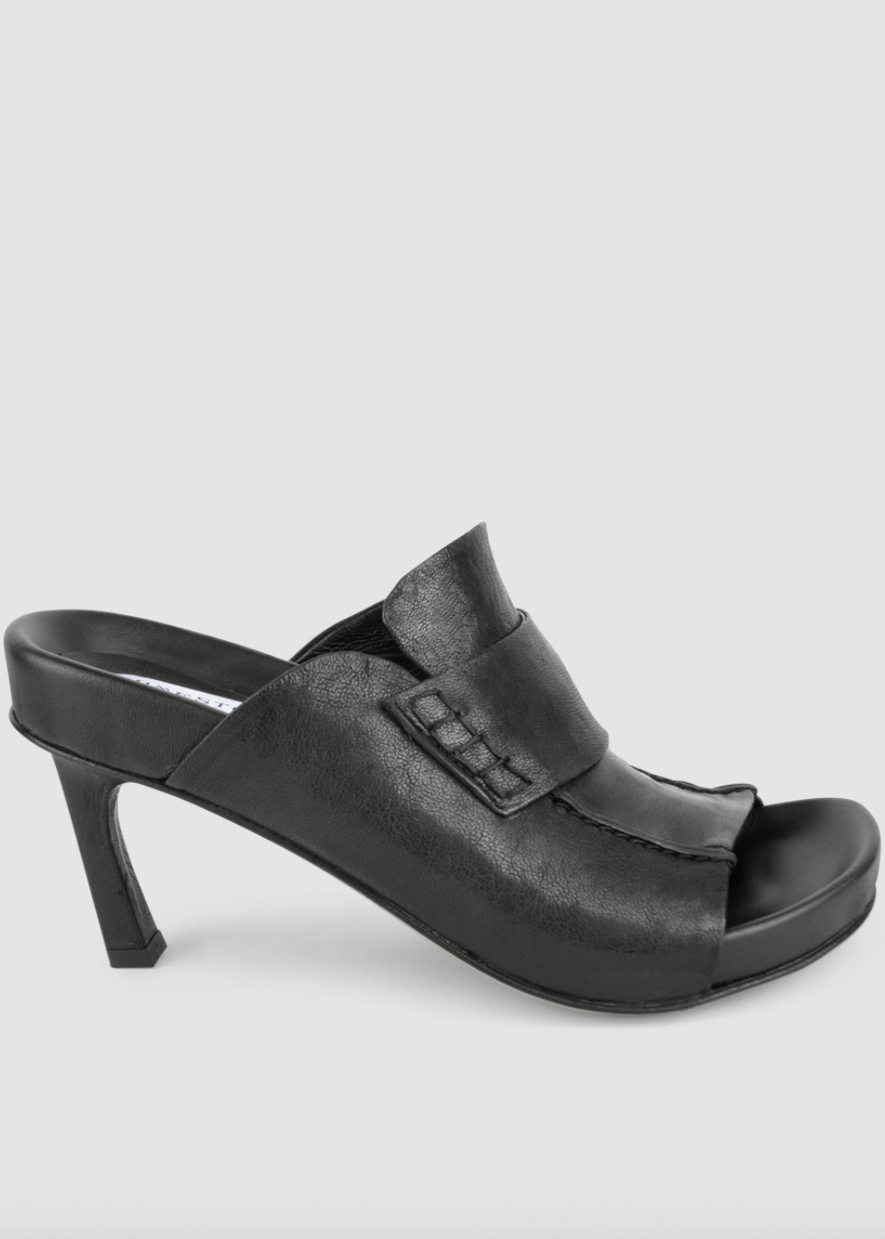 ERNESTO DOLANI BLACK LEATHER OPEN-TOE MULE