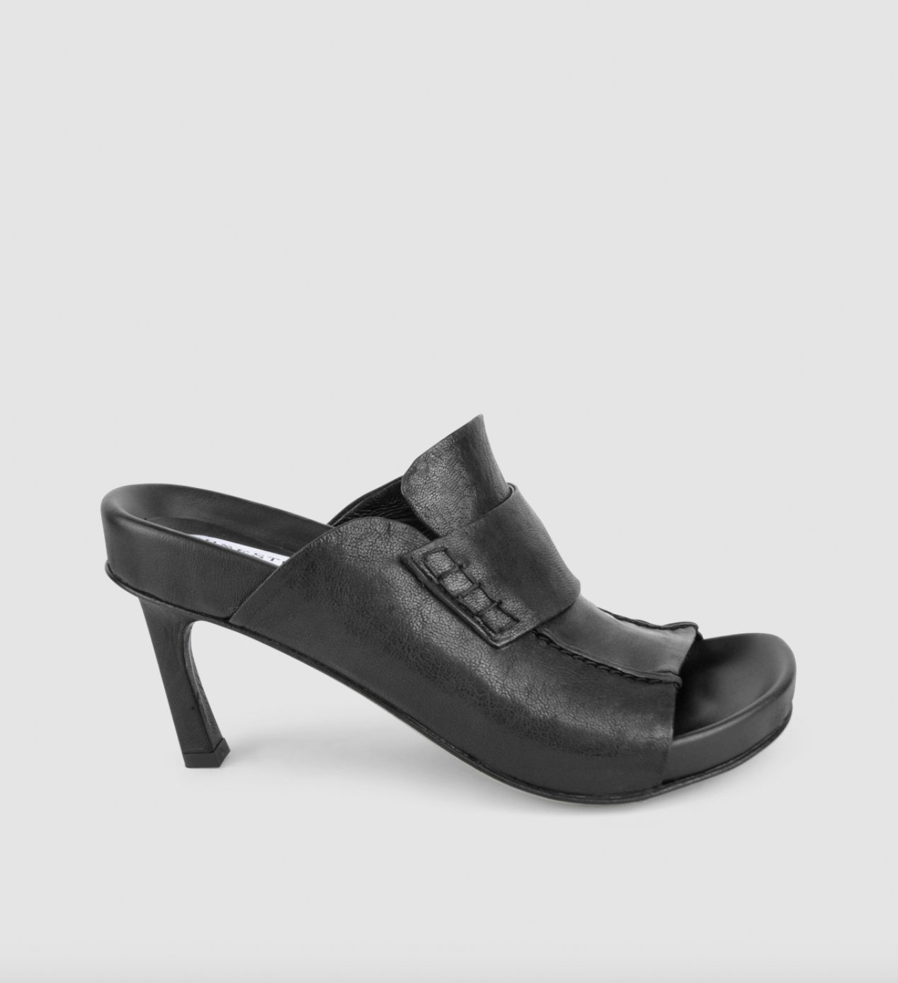 ERNESTO DOLANI BLACK LEATHER OPEN-TOE MULE
